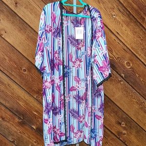 Lularoe Chloe 246 White,Purple & Blue w/Black Lace